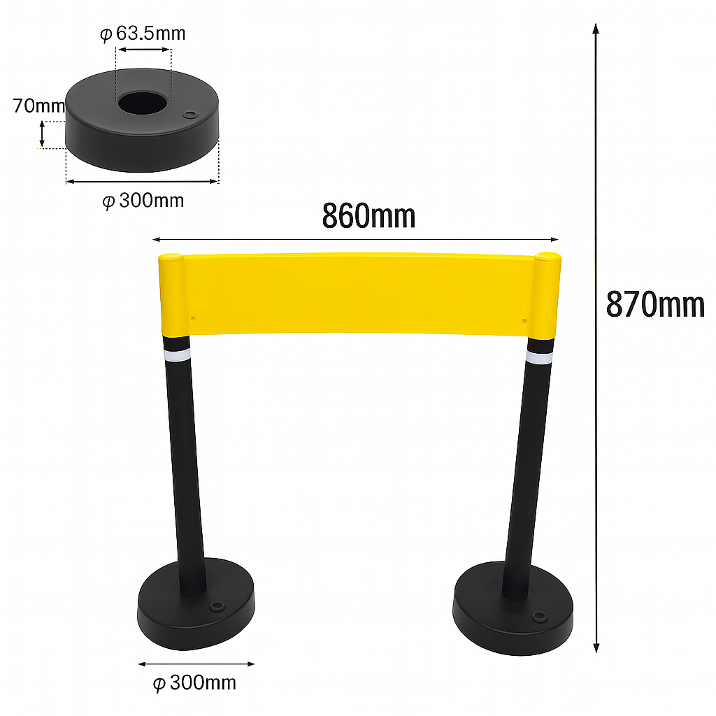 Set stâlpi delimitare și barieră plastic – trafic și parcări