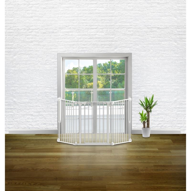 Tarc de siguranta pentru copii modular cu 3 panouri, metal alb, Noma