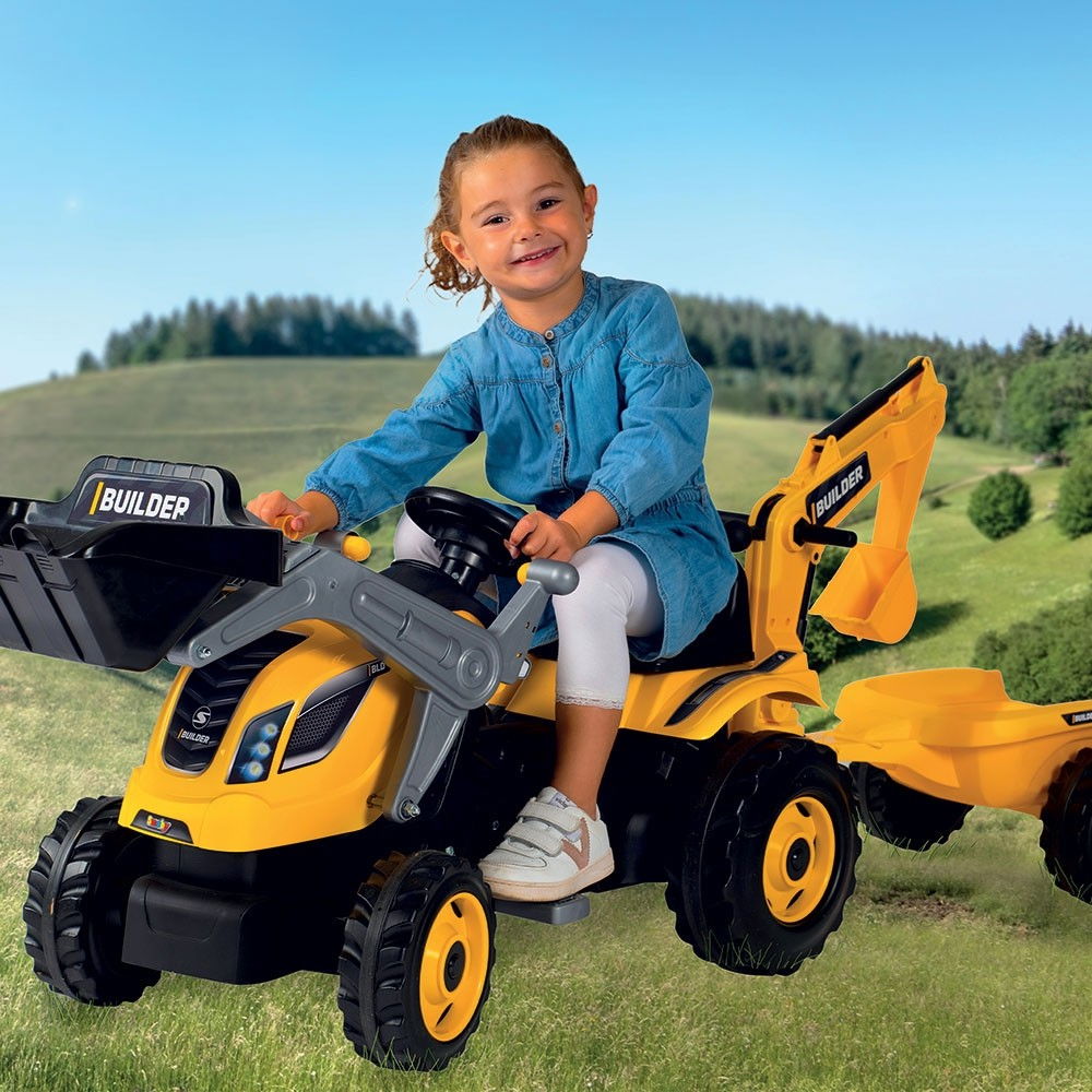 Tractor copii 3 ani+ cu pedale si remorca Smoby Builder Max