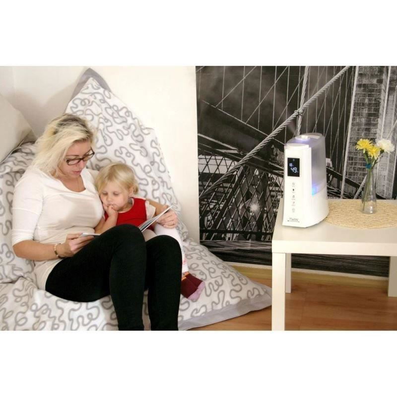 Umidificator cu ionizare si difuzor arome TWIN alb, Airbi BI3222